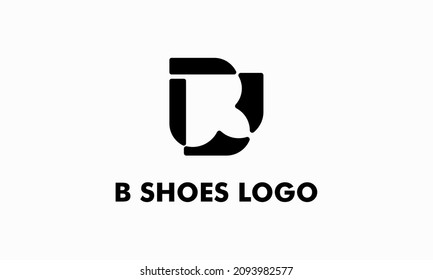 B calzado con letras logotipo. Logo del vector de zapatos