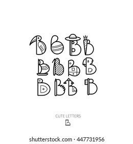B Letters. Isolated On White Background. Collection of vector signs.