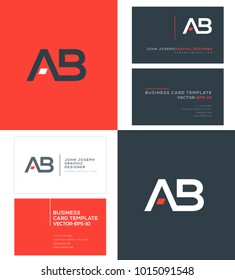 A B, A & B Letters joint logo icon with business card vector template.