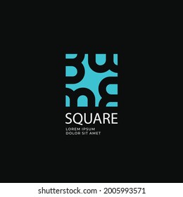 B letters negative space on square shape logo icon sign symbol design concept. Vector illustration template