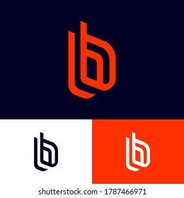 B letters on different backgrounds. Double b monogram consist of red elements. This logo can be used for business, hi-tech production, sport, games, web and digital.