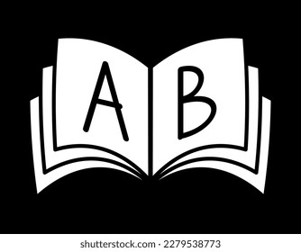 a and b letters, open book simple icon, education, vector illustration 