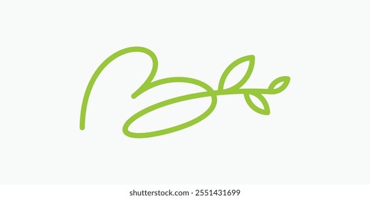 B line art logo combination with leaves 