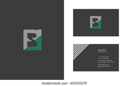 B I line logo joint letters design with business card template