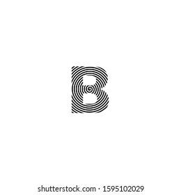 B Lines Warp Logo Design.Vector Letter Icon Made with Circular Lines.