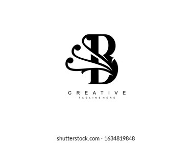 B Linked Abstract Flourish Monogram Shape Vector Logo Template