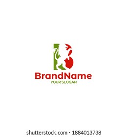 B Lion Stand Logo Design Vector