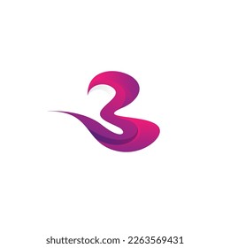 B Logo 3D Diseño moderno. Tres iconos