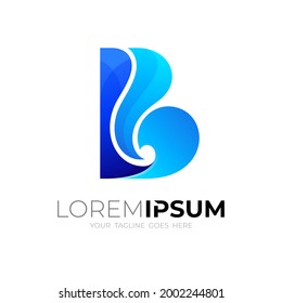 B logo 3d style, blue color design template