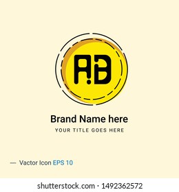 A B Logo. AB Letter Design Vector with Yellow Color