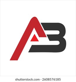 A B Logo, AB Letter Logo Design with Black and Red Color.
