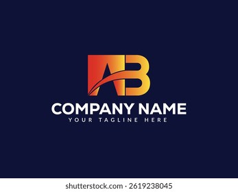 A B Logo. AB Letter Logo Design Gradient Color. AB, BA, Abstract initial monogram letter alphabet logo design.