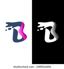 B logo with abstract design vector, water swoosh