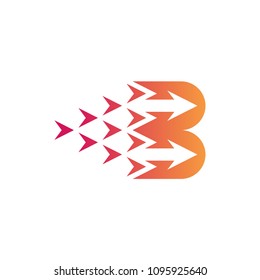 b logo with arrow motion