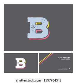 B logo bold letter design with business card template