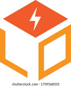 B logo box geometric shape flash for business logo