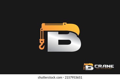 B logo crane for construction company. Heavy equipment template vector illustration for your brand.
