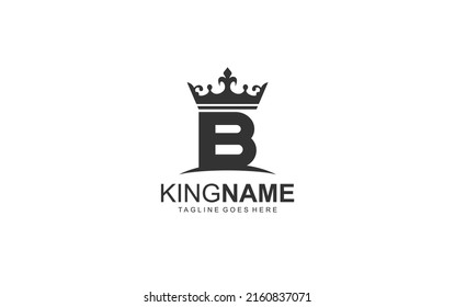 Corona del logo B para la empresa de construcción. ilustración vectorial de plantilla de letra para su marca.