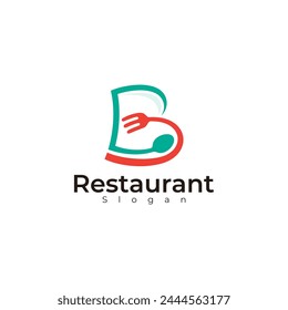 B logo and cutlery design combination, line style