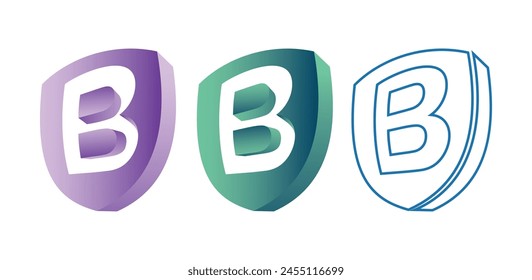 B Logo Design. B Badge Logo Vector. 3D Logo Design. 3D Letters. Letter Design. Badge.