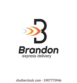 B logo design for express expedition company vector template
