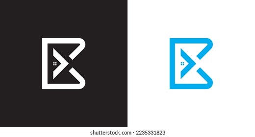 B logo design is intended for construction, building, real estate, home, and property. An awesome trendy and minimal B home logo design template with black and blue colors.