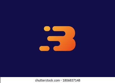 Diseño del logotipo B . logotipo B moderno con gradiente anaranjado. ilustración vectorial
