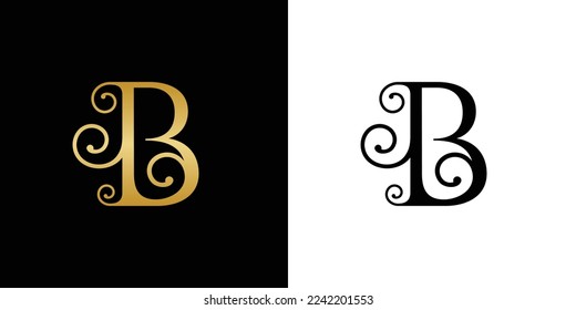 Diseño del logotipo B, logotipo del monograma B, icono de las iniciales B, logotipo de la letra B, vector de lujo