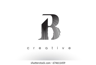 B Logo Design With Multiple Lines. Artistic Elegant Black and White Lines Icon Vector Illustration.