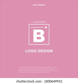 B Diseño de logotipo con arte de línea de marco cuadrado