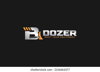 B logo dozer for construction company. Heavy equipment template vector illustration for your brand.