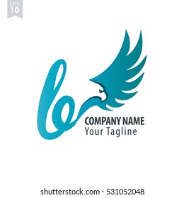 B Logo With Eagle or Hawk Icon Design Template