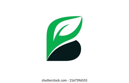 El logotipo de la hoja B es un diseño audaz y moderno que presenta una hoja verde simple. Este es un gran concepto de producto natural.