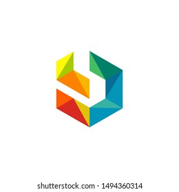b logo hexagon vector modern