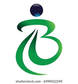 The B logo is a human figure in green and blue tones.