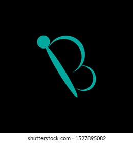 b logo inspiration with a butterfly shape. with a blue texture and a black background
