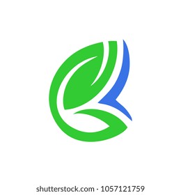 B logo leaf. Green and blue.