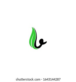 B logo with leaf icon design vector. Illustration of Letter B leaf Logotype
