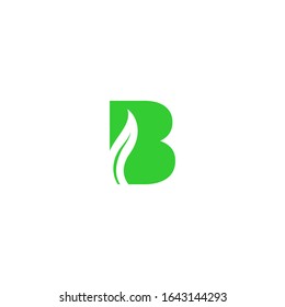 B logo with leaf icon design vector. Illustration of Letter B leaf Logotype