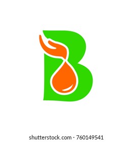 B logo letter or Drop oil Logo design