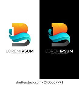 B logo, Letter B logo with wave design 3d, company icons