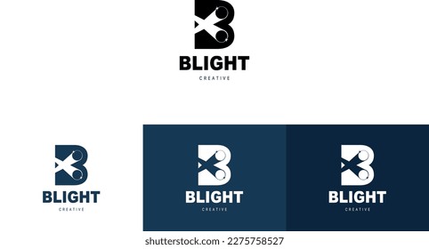 b Logo, modernes Design, Buchstabenleuchte
