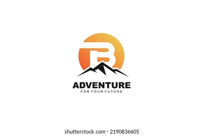 B logo mountain for identity. letter template vector illustration for your brand.