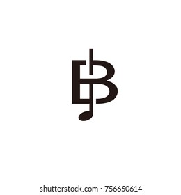 B logo music note flat vector template