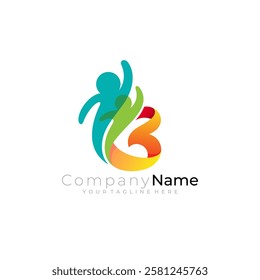 B logo and people care design social, unity logo and family care