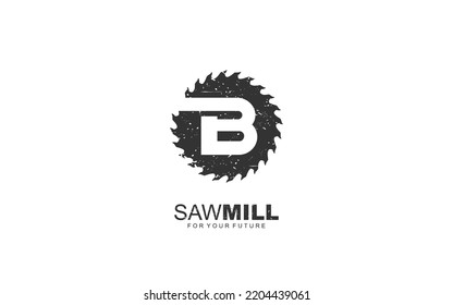 Vector de aserradero del logo B para la empresa de maderería. ilustración vectorial de plantilla de carpintería de letras iniciales para su marca.