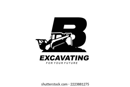 B logo SKID STEER for construction company. Heavy equipment template vector illustration for your brand.