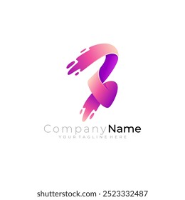 B logo with swoosh design combination, purple icon
