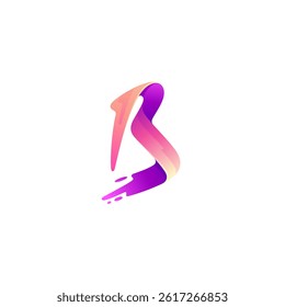 B logo and swoosh design combination, 3d colorful design