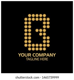 B logo template, B letter, Gold logo design. vector